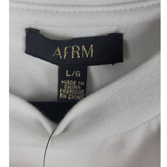 AFRM Billie Side Ruched Shoulder Pad Cropped Tank In White L/G NWT - Picture 7 of 8